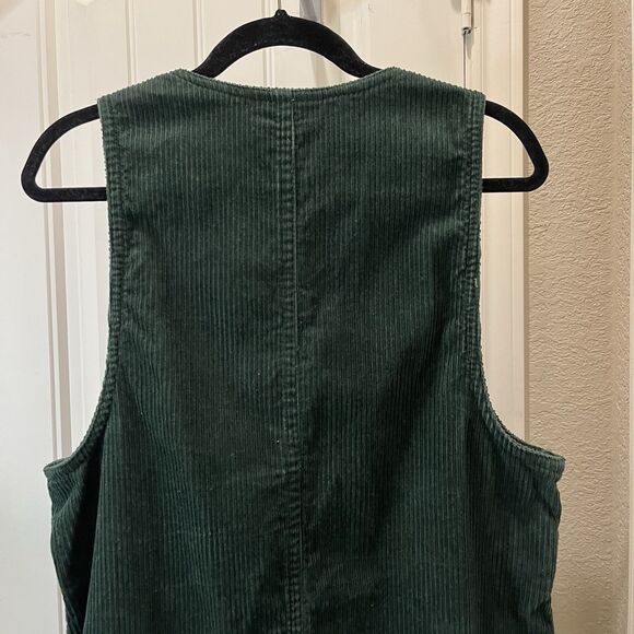 Karen Scott Hunter Green Corduroy Sleeveless Jumper Overall Dress Womens Size M - Picture 6 of 8